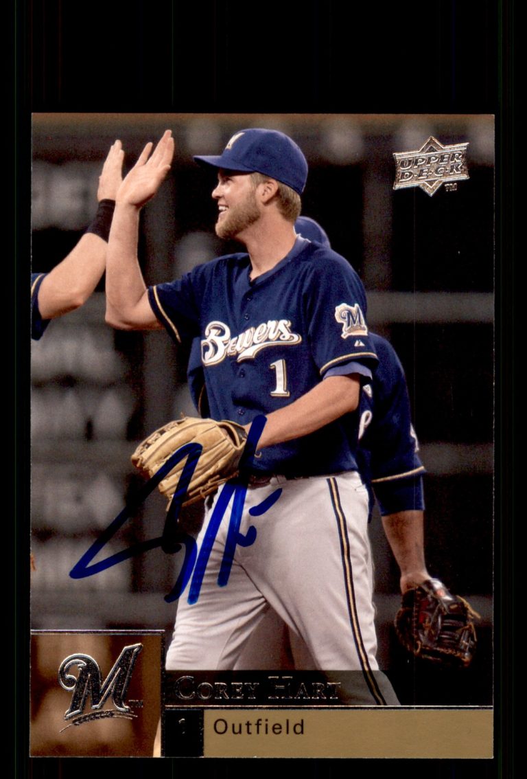 Signed Baseball Card Auto Corey Hart 2009 Upper Deck #216 Milwaukee Brewers
