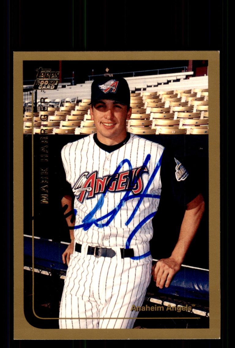 Signed Baseball Card Auto Mark Harriger 1999 Topps #T2 Angels