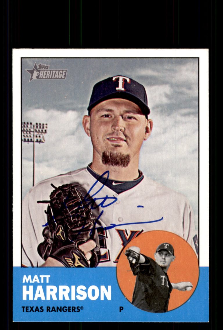 Signed Baseball Card Auto Matt Harrison 2012 Topps Heritage #284 Texas Rangers