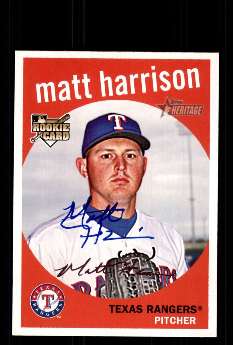 Signed Baseball Card Auto Matt Harrison 2008 Topps Heritage #525 Texas Rangers