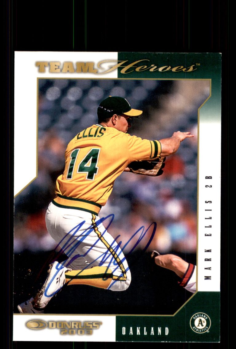 Signed Baseball Card Auto Mark Ellis 2003 Donruss Team Heroes #371 Athletics