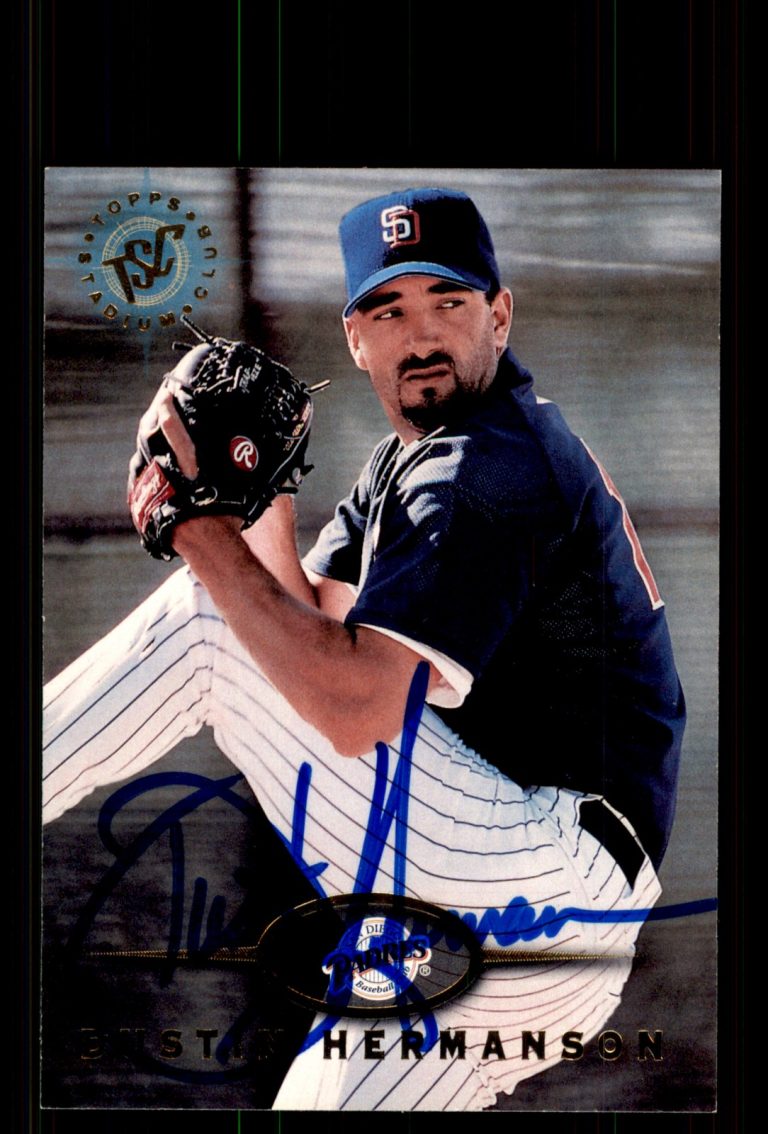 Signed Baseball Card Auto Dustin Hermanson 1995 Stadium Club #572 Padres