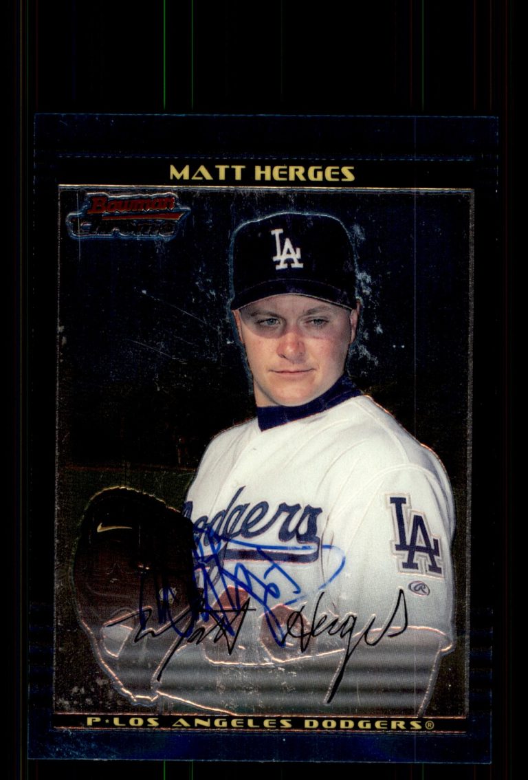 Signed Baseball Card Auto Matt Herges 2002 Bowman Chrome #234 Dodgers