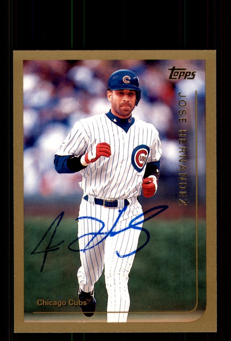 Signed Baseball Card Auto Jose Hernandez 1999 Topps #90 Chicago Cubs