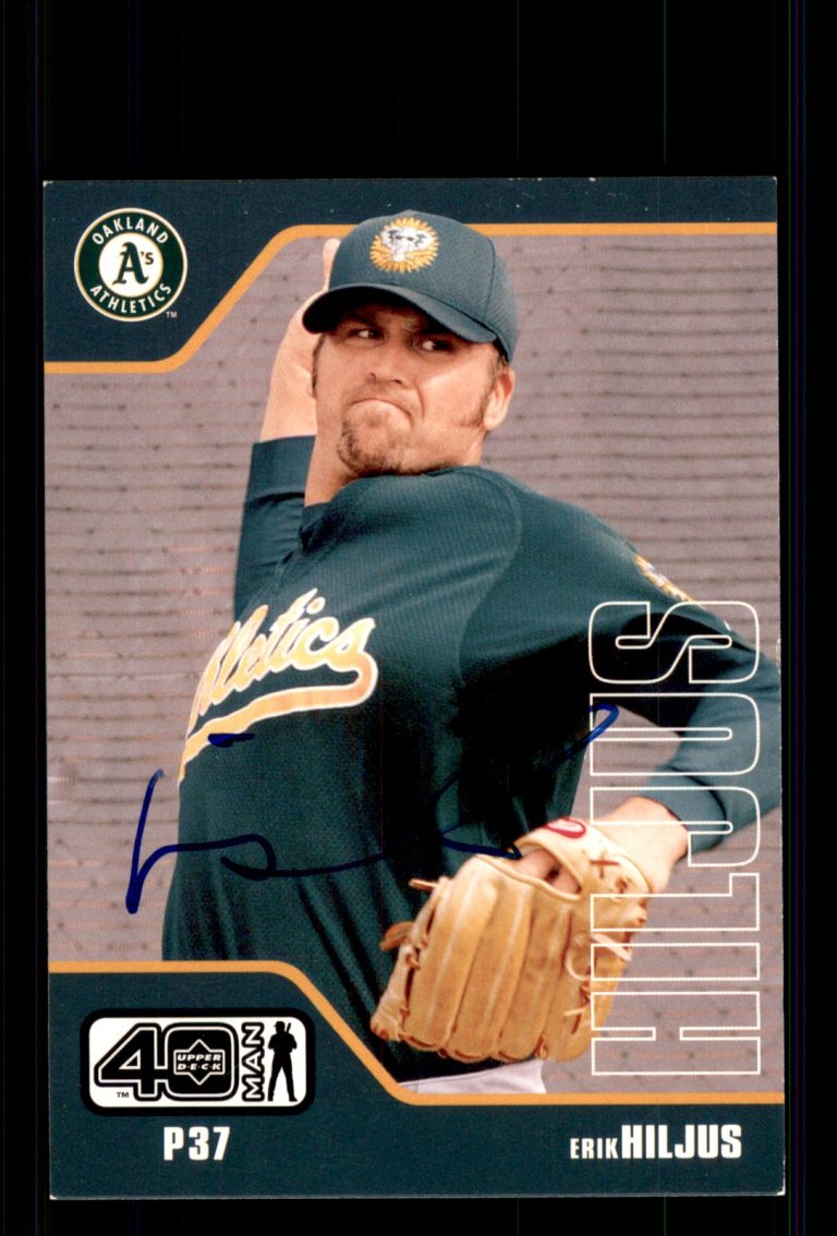 Signed Baseball Card Auto Erik Hiljus 2002 Upper Deck 40-Man #59 Athletics