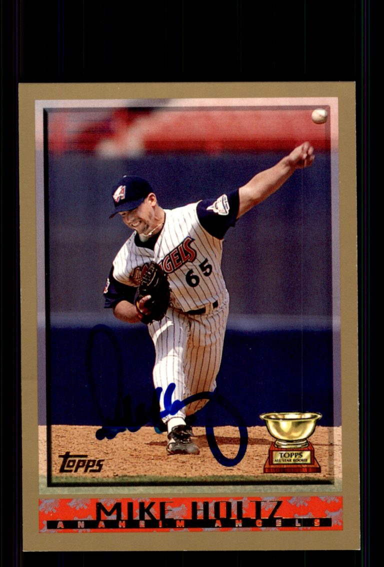 Signed Baseball Card Auto Mike Holtz 1998 Topps #185 Anaheim Angels
