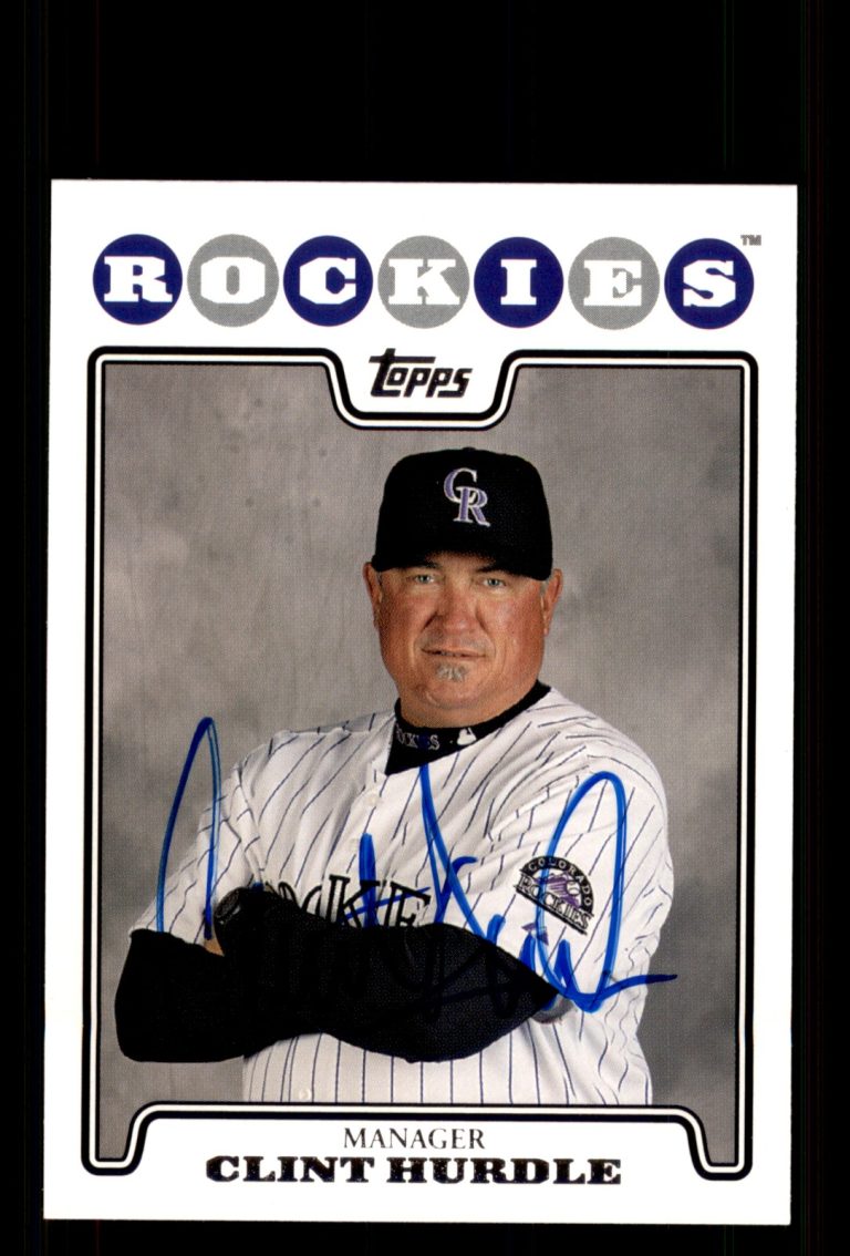 Signed Baseball Card Auto Clint Hurdle 2008 Topps #218 Colorado Rockies