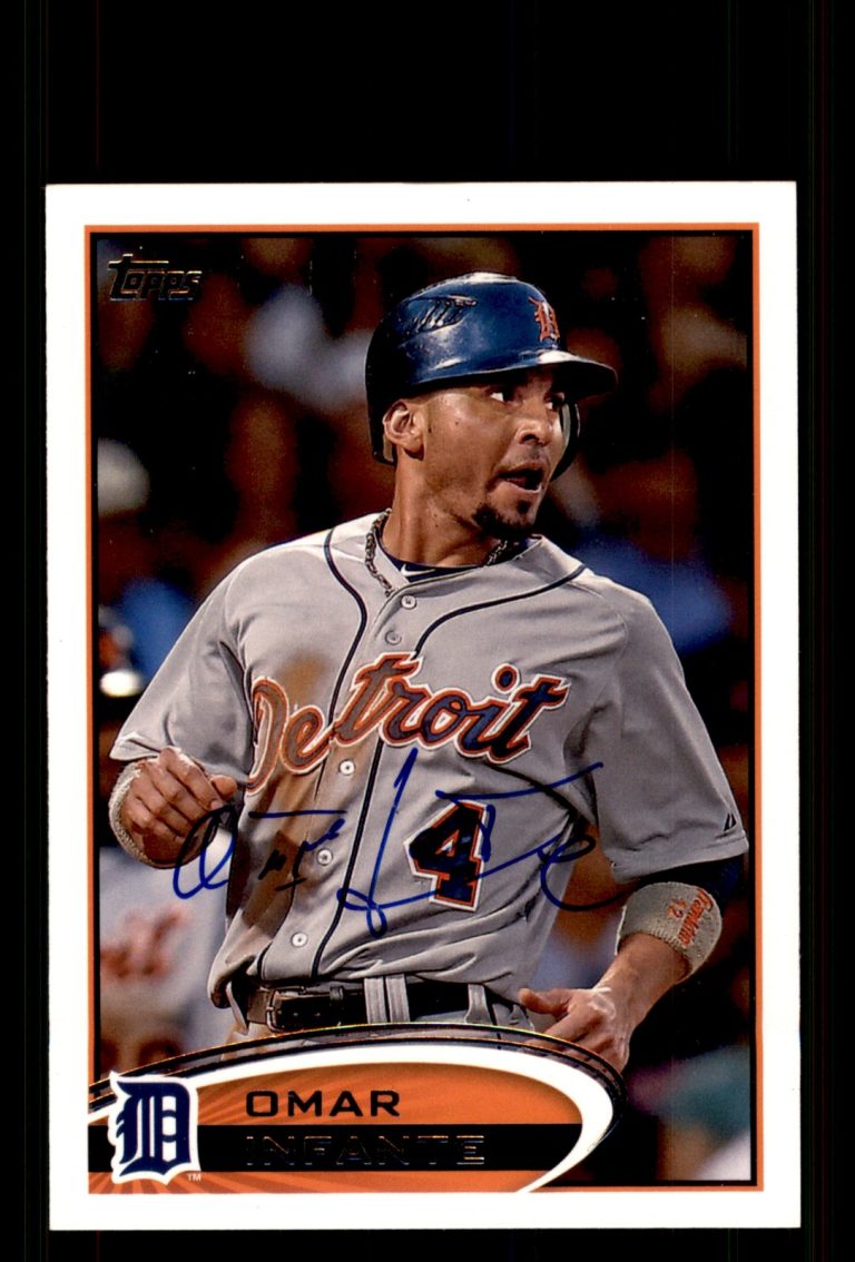 Signed Baseball Card Auto Omar Infante 2012 Topps Update #US53 Detroit Tigers