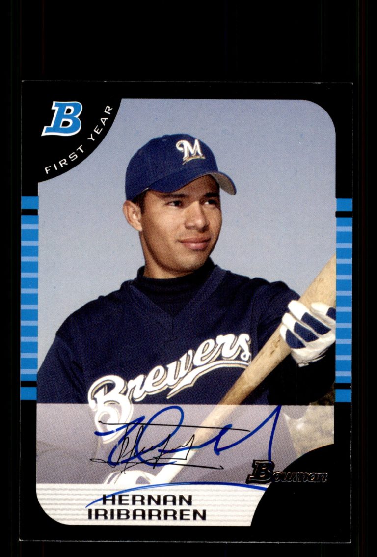 Signed Baseball Card Auto Hernan Iribarren 2005 Bowman #248 Milwaukee Brewers