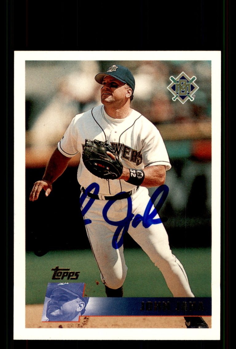 Signed Baseball Card Auto John Jaha 1996 Topps #317 Milwaukee Brewers