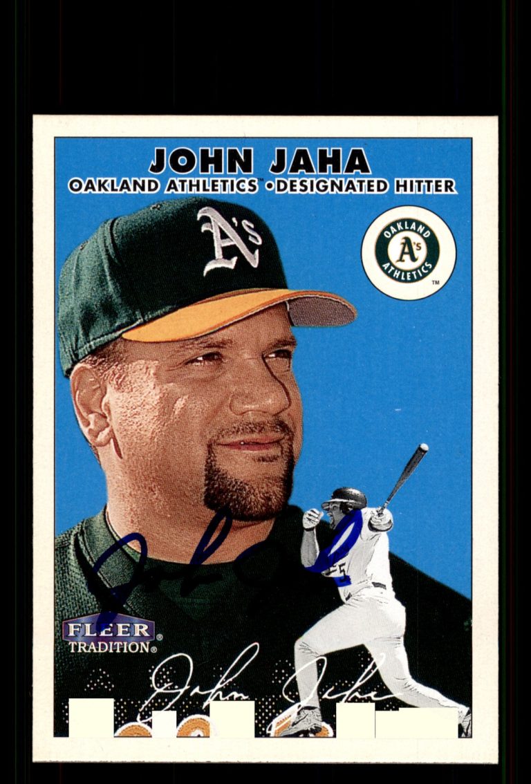 Signed Baseball Card Auto John Jaha 2000 Fleer Tradition #381 Oakland Athletics