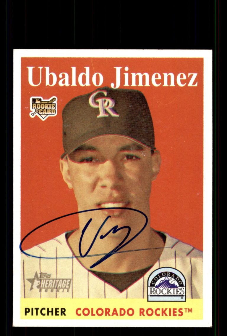 Signed Baseball Card Auto Ubaldo Jimenez 2007 Topps Heritage #459 Rockies