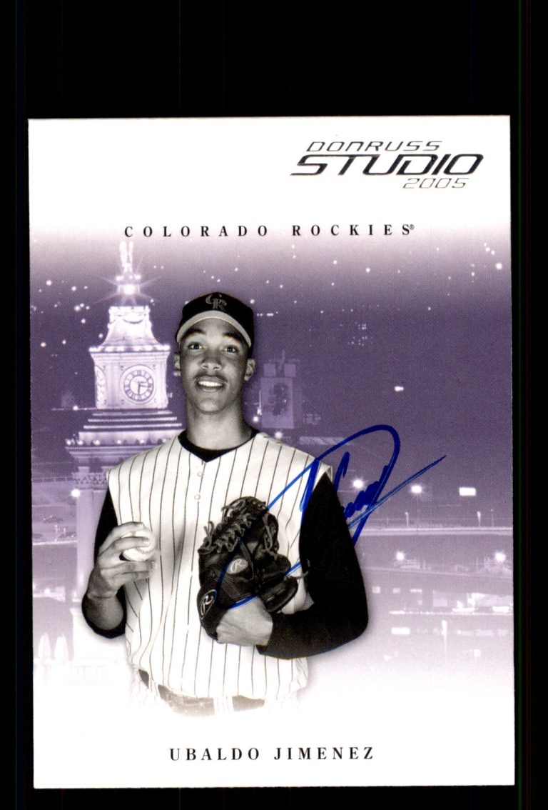 Signed Baseball Card Auto Ubaldo Jimenez 2005 Donruss Studio #107 Rockies