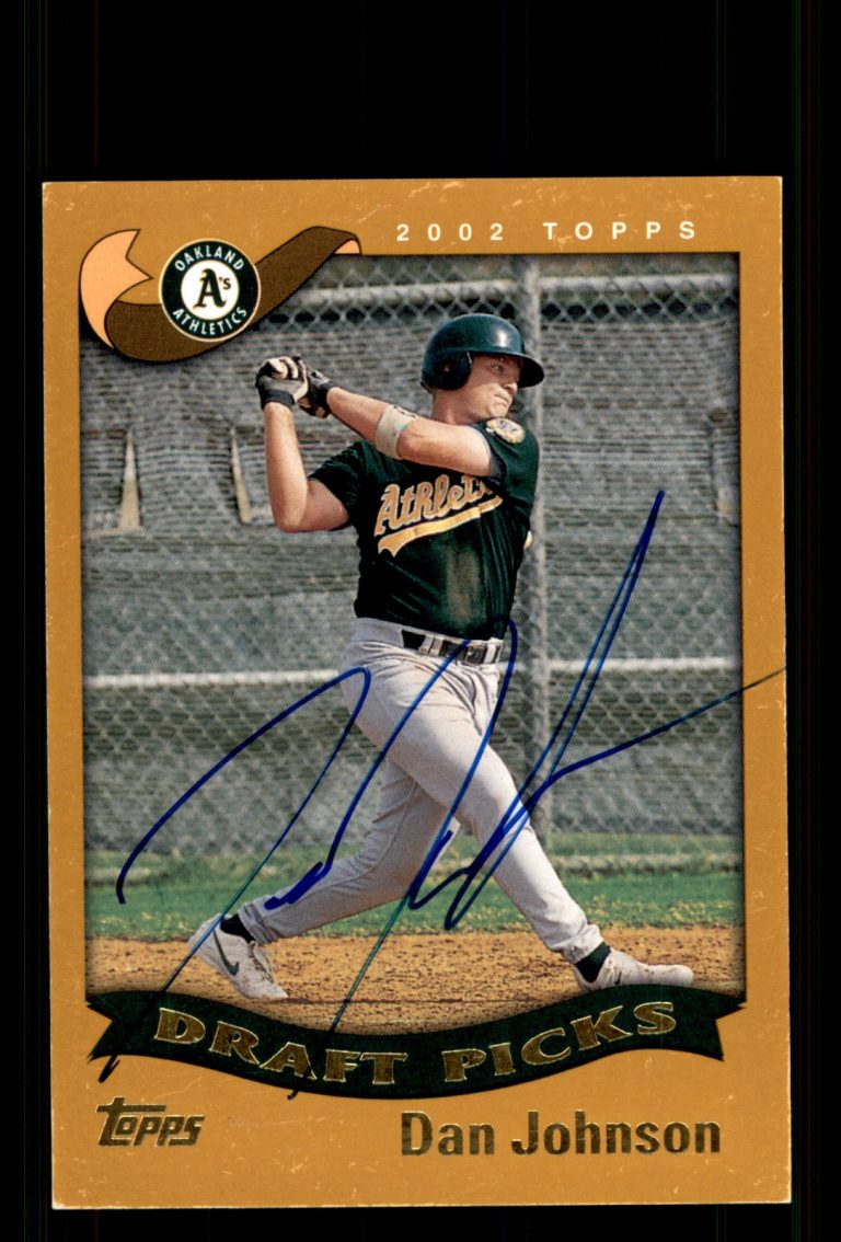 Signed Baseball Card Auto Dan Johnson 2002 Topps #695 Oakland Athletics