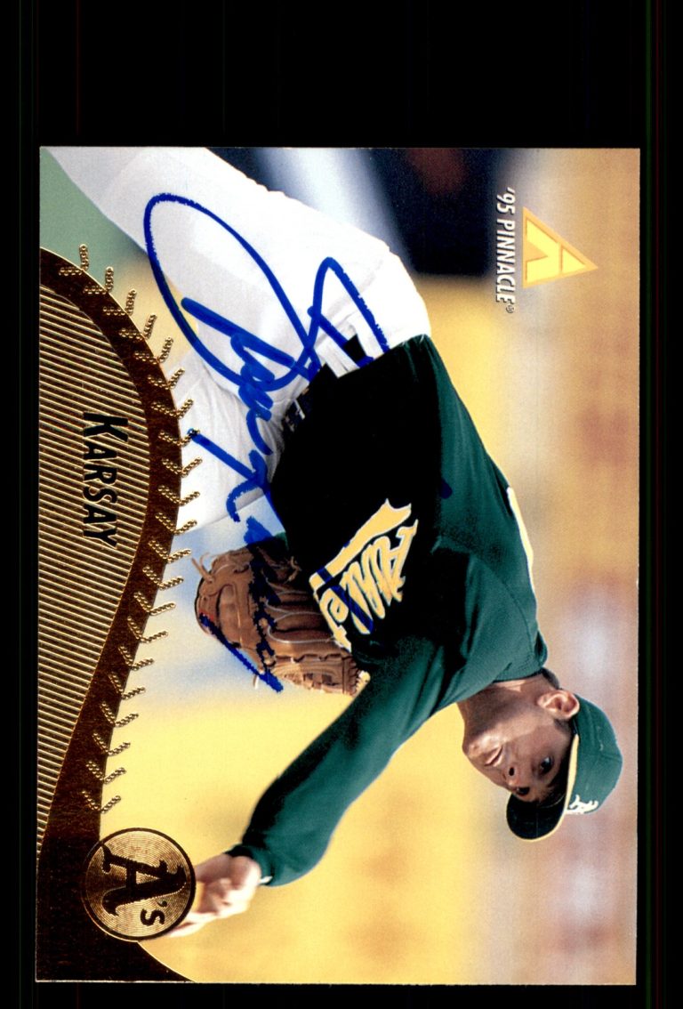 Signed Baseball Card Auto Steve Karsay 1995 Pinnacle #358 Oakland Athletics