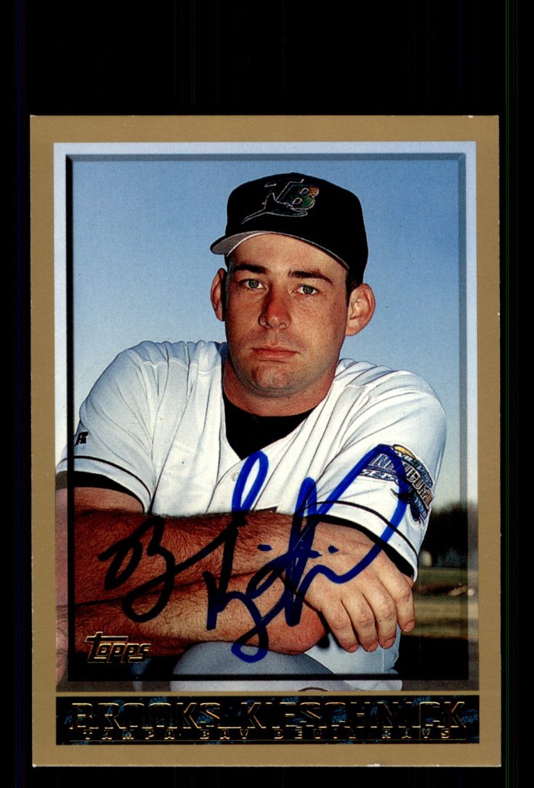 Signed Baseball Card Auto Brooks Kieschnick 1998 Topps #472 Tampa Bay Devil Rays