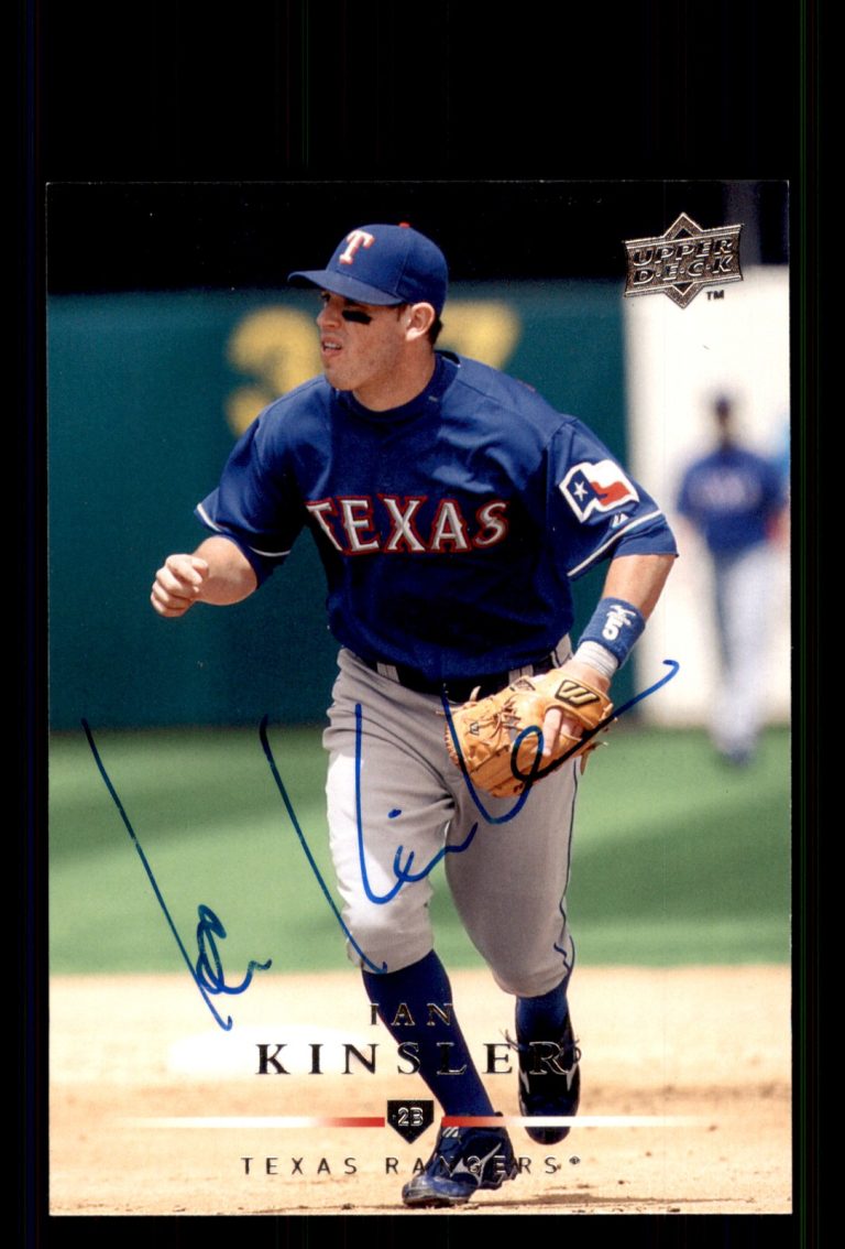 Signed Baseball Card Auto Ian Kinsler 2008 Upper Deck #218 Texas Rangers