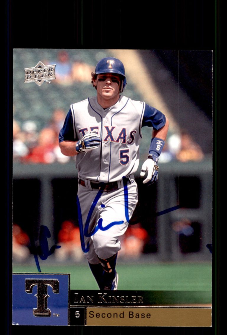 Signed Baseball Card Auto Ian Kinsler 2009 Upper Deck #375 Texas Rangers