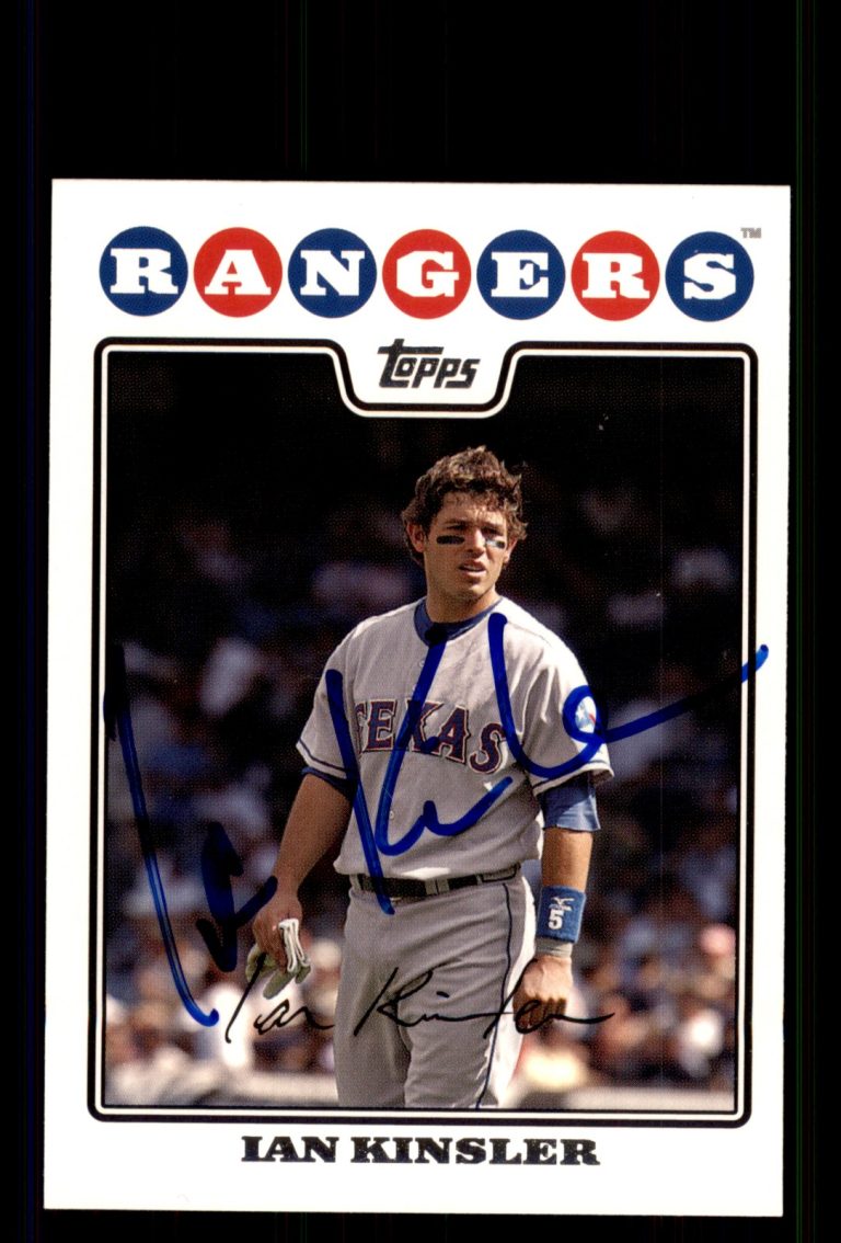 Signed Baseball Card Auto Ian Kinsler 2008 Topps #314 Texas Rangers