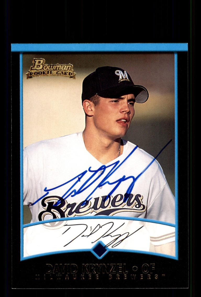Signed Baseball Card Auto David Krynzel 2001 Bowman #320 Milwaukee Brewers
