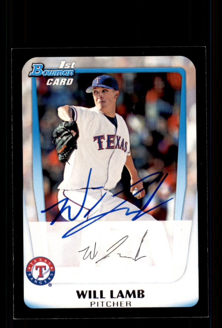 Signed Baseball Card Auto Will Lamb 2011 Bowman #BDPP20 Texas Rangers