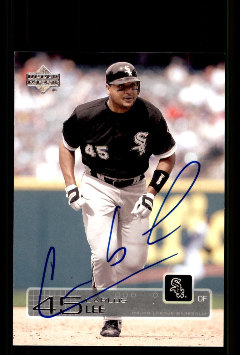 Signed Baseball Card Auto Carlos Lee 2003 Upper Deck #124 Chicago White Sox