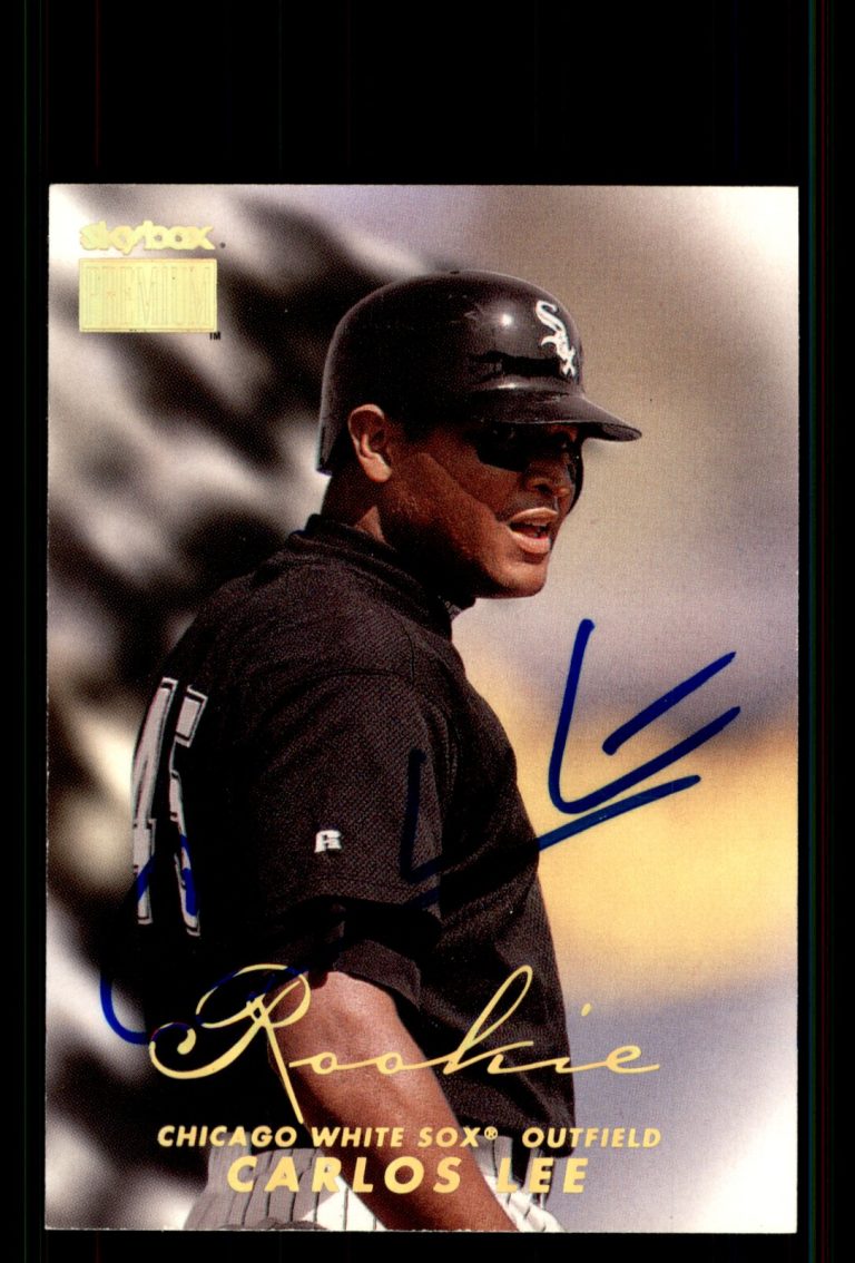 Signed Baseball Card Auto Carlos Lee 1999 SkyBox Premium #249a Chicago White Sox
