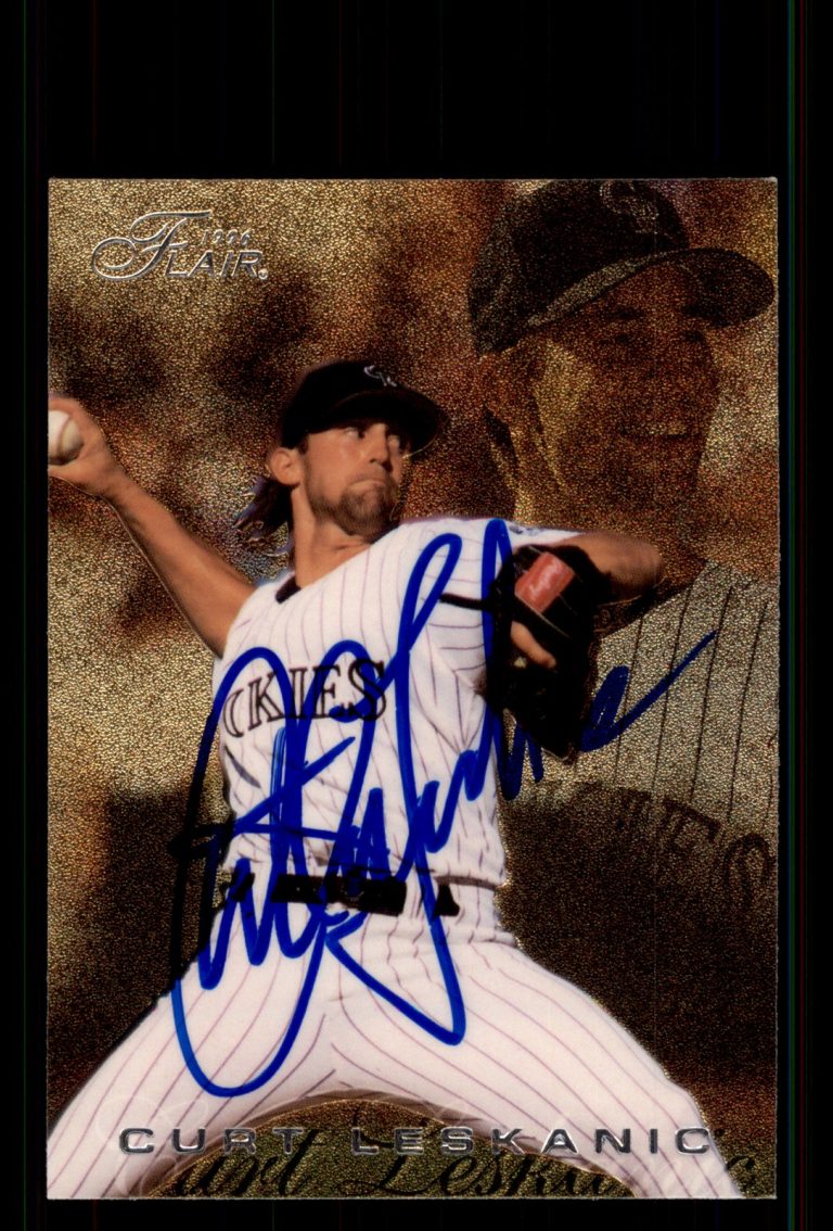 Signed Baseball Card Auto Curt Leskanic 1996 Flair #248 Colorado Rockies