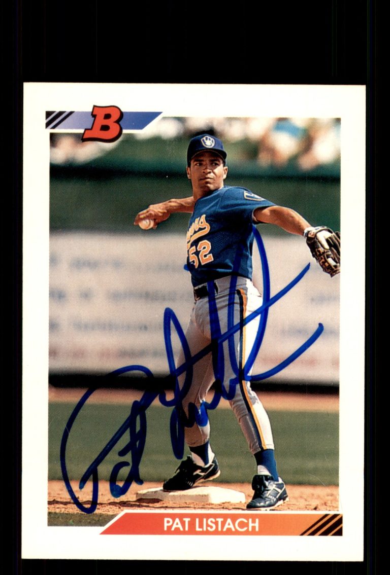 Signed Baseball Card Auto Pat Listach 1992 Bowman #526 Milwaukee Brewers