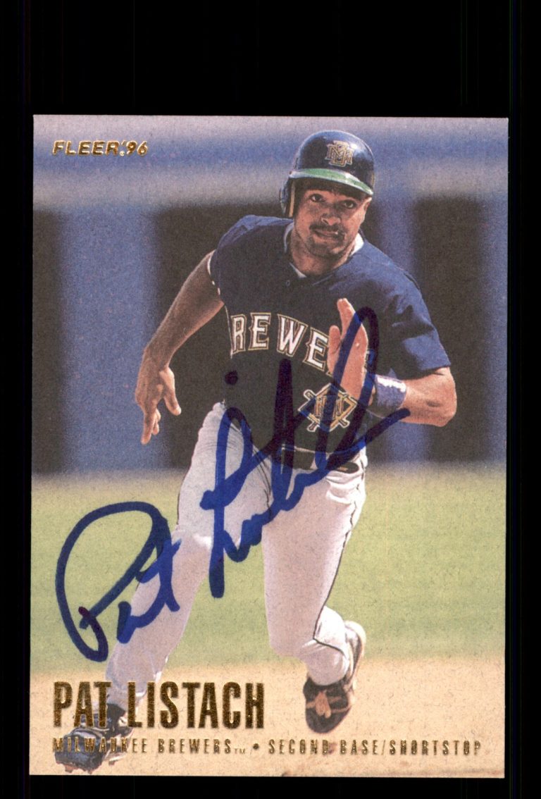 Signed Baseball Card Auto Pat Listach 1996 Fleer #150 Milwaukee Brewers