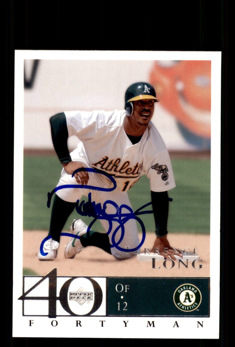 Signed Baseball Card Auto Terrence Long 2003 Upper Deck 40-Man #33 A's