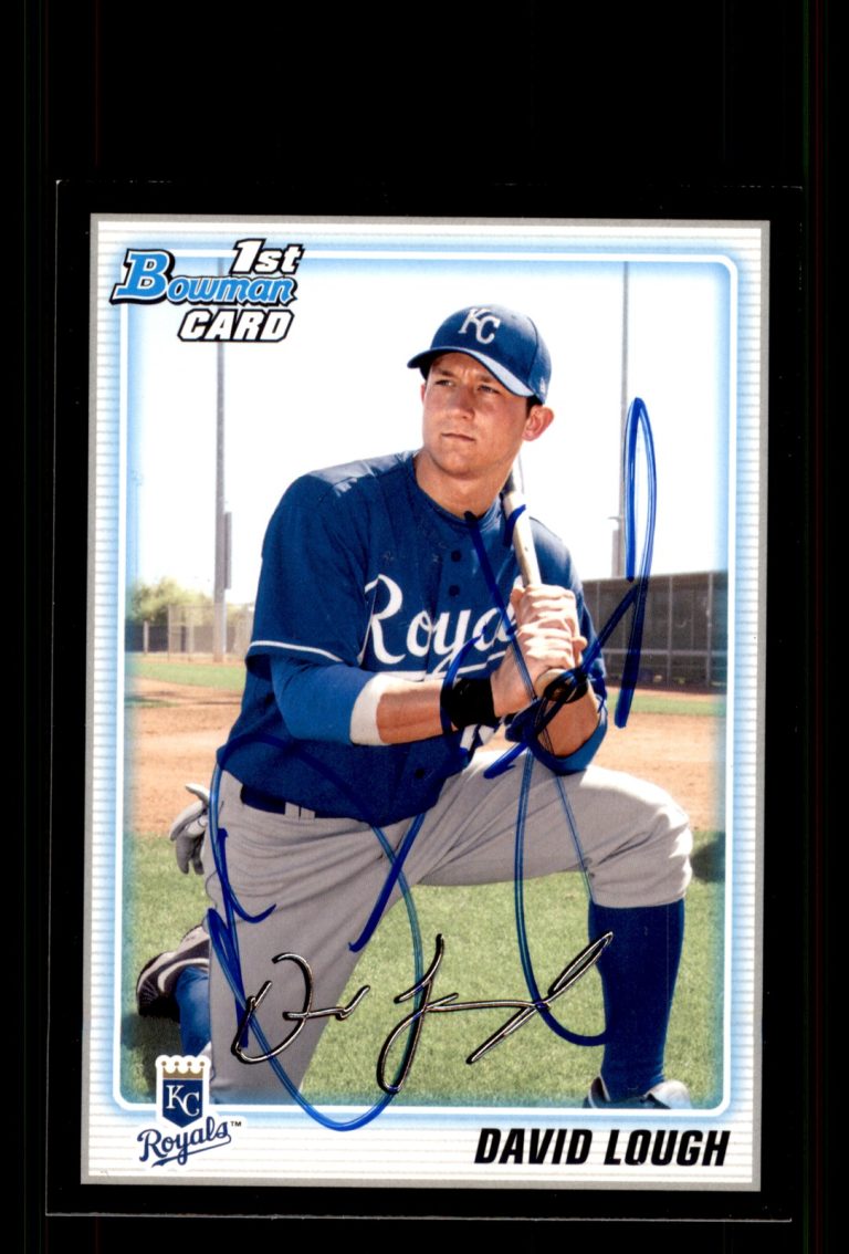Signed Baseball Card Auto David Lough 2010 Bowman #BP107 Kansas City Royals