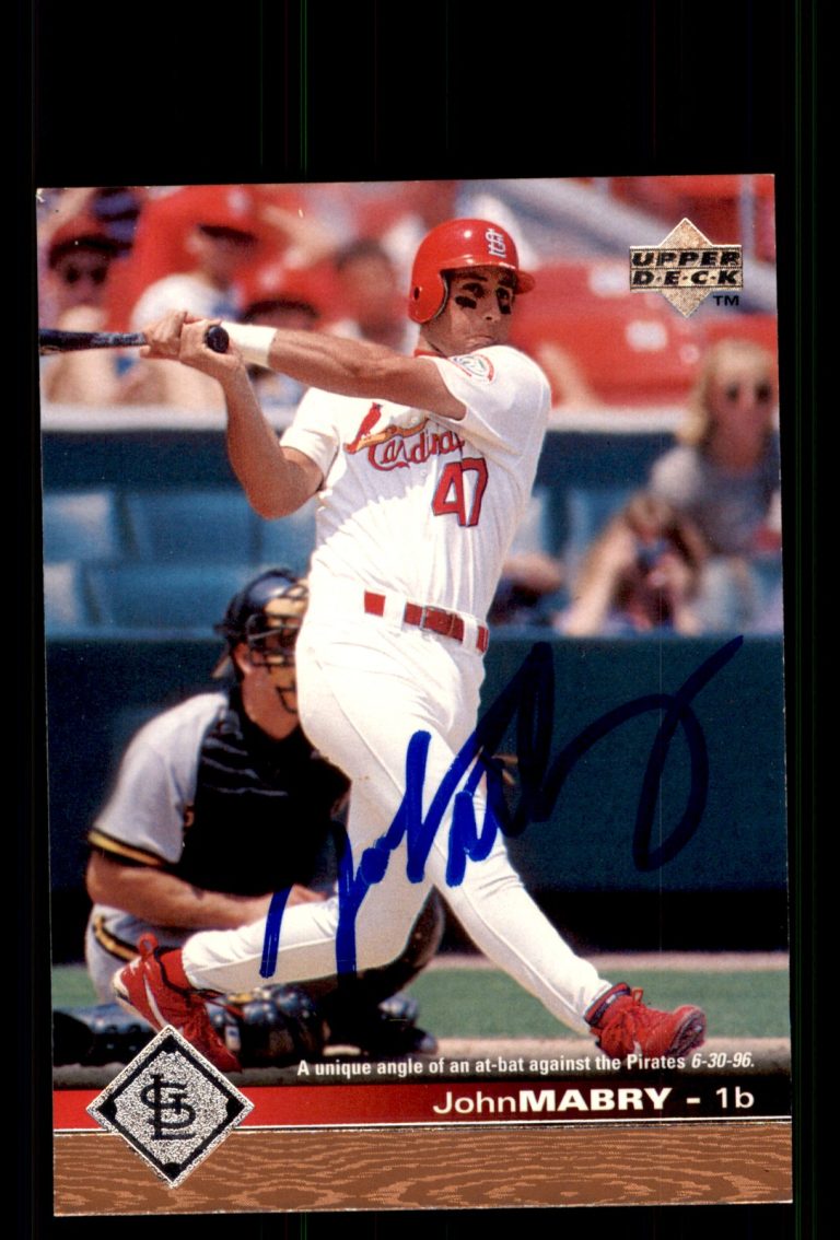 Signed Baseball Card Auto John Mabry 1997 Upper Deck #163 St. Louis Cardinals
