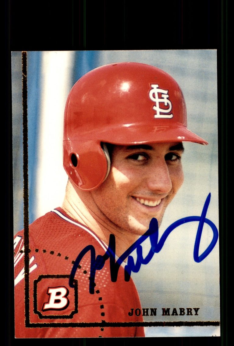 Signed Baseball Card Auto John Mabry 1994 Bowman #124 St. Louis Cardinals