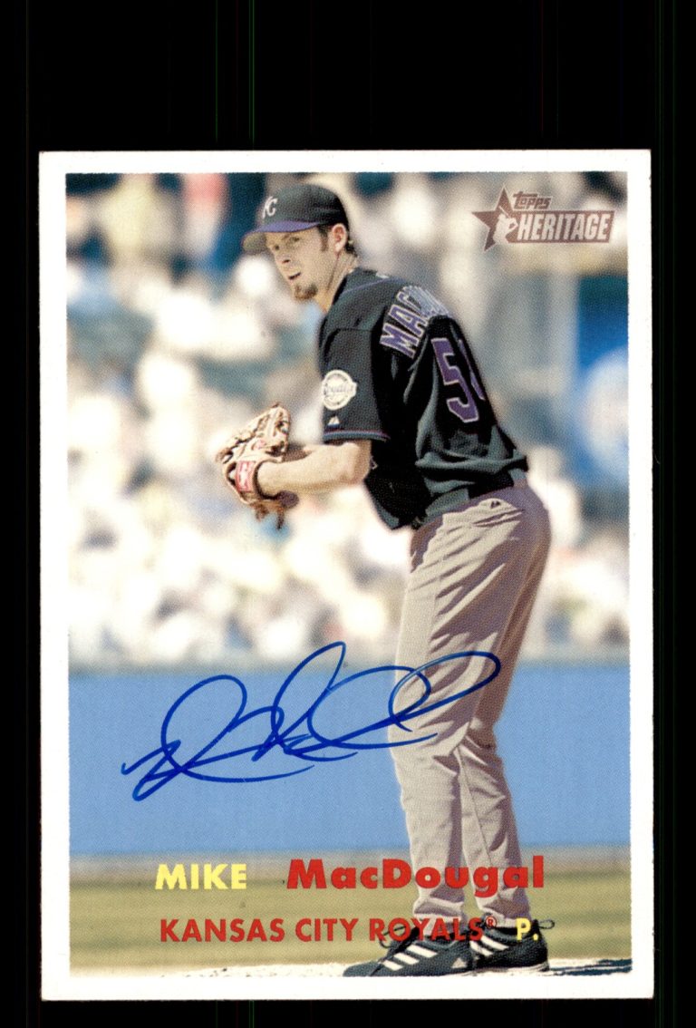 Signed Baseball Card Auto Mike MacDougal 2006 Topps Heritage #390 Royals
