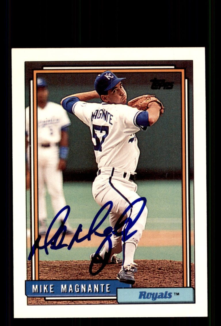 Signed Baseball Card Auto Mike Magnante 1992 Topps #597 Kansas City Royals
