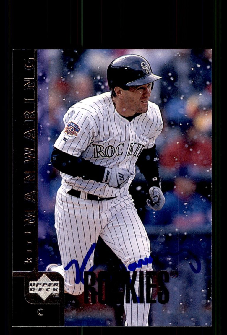 Signed Baseball Card Auto Kirt Manwaring 1998 Upper Deck #353 Rockies
