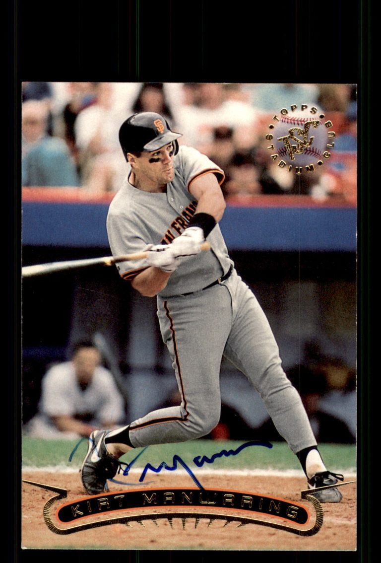 Signed Baseball Card Auto Kirt Manwaring 1996 Stadium Club #78 Giants