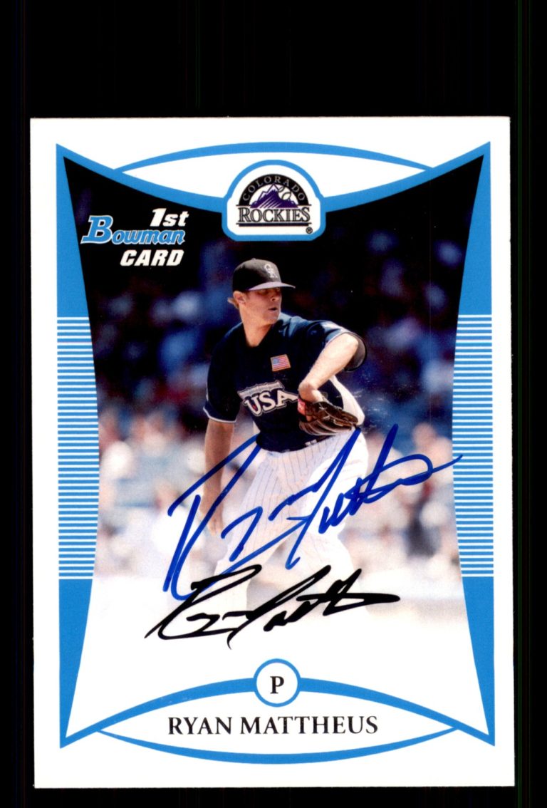 Signed Baseball Card Auto Ryan Mattheus 2008 Bowman Draft #BDPP106 Rockies