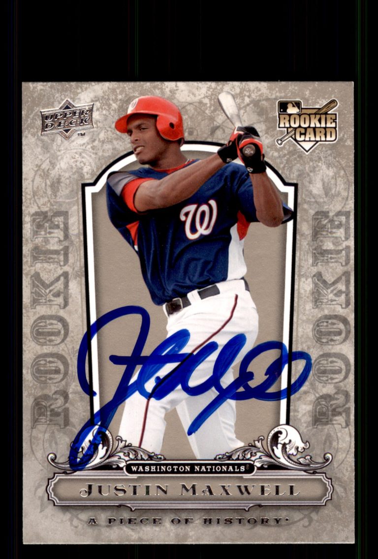 Signed Baseball Card Auto Justin Maxwell 2008 Upper Deck A Piece of History #150