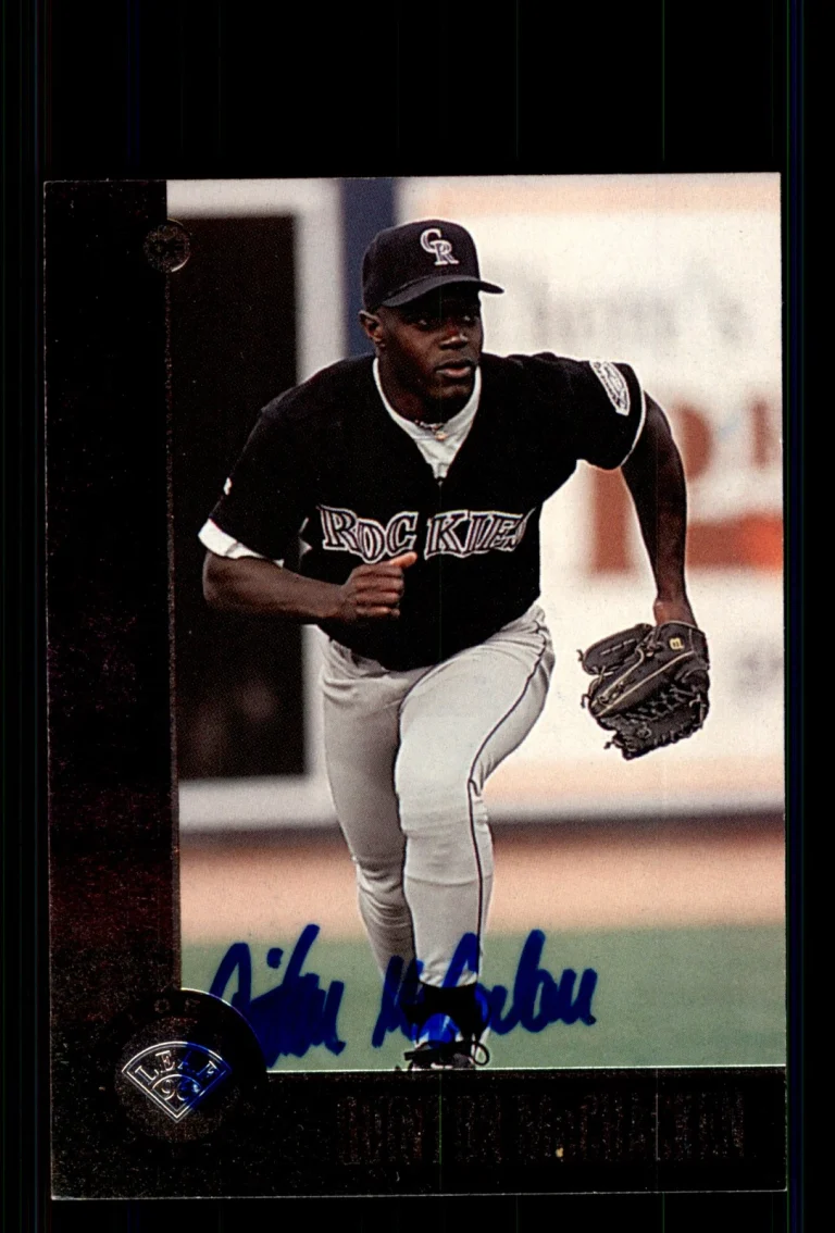 Signed Baseball Card Auto Quinton McCracken 1996 Leaf #44 Colorado Rockies
