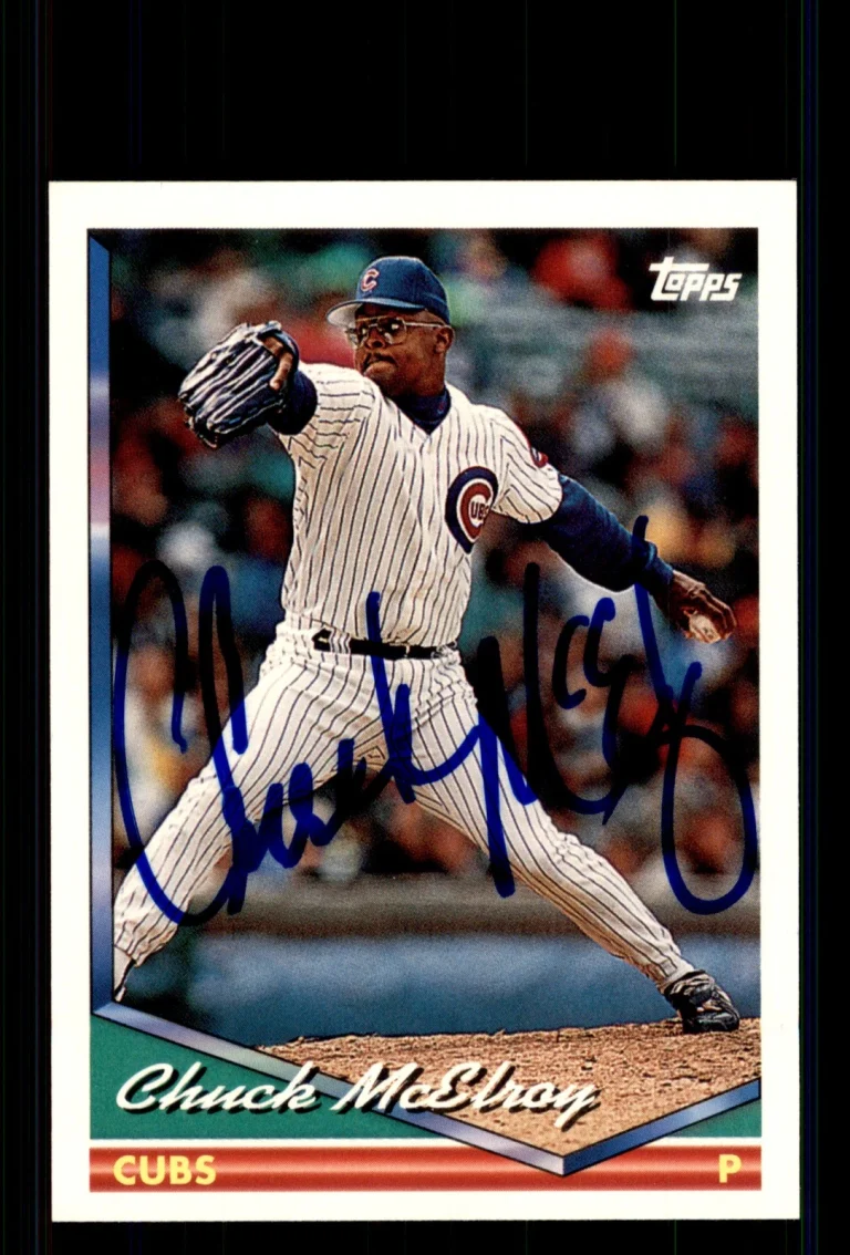 Signed Baseball Card Auto Chuck McElroy 1994 Topps #613 Chicago Cubs