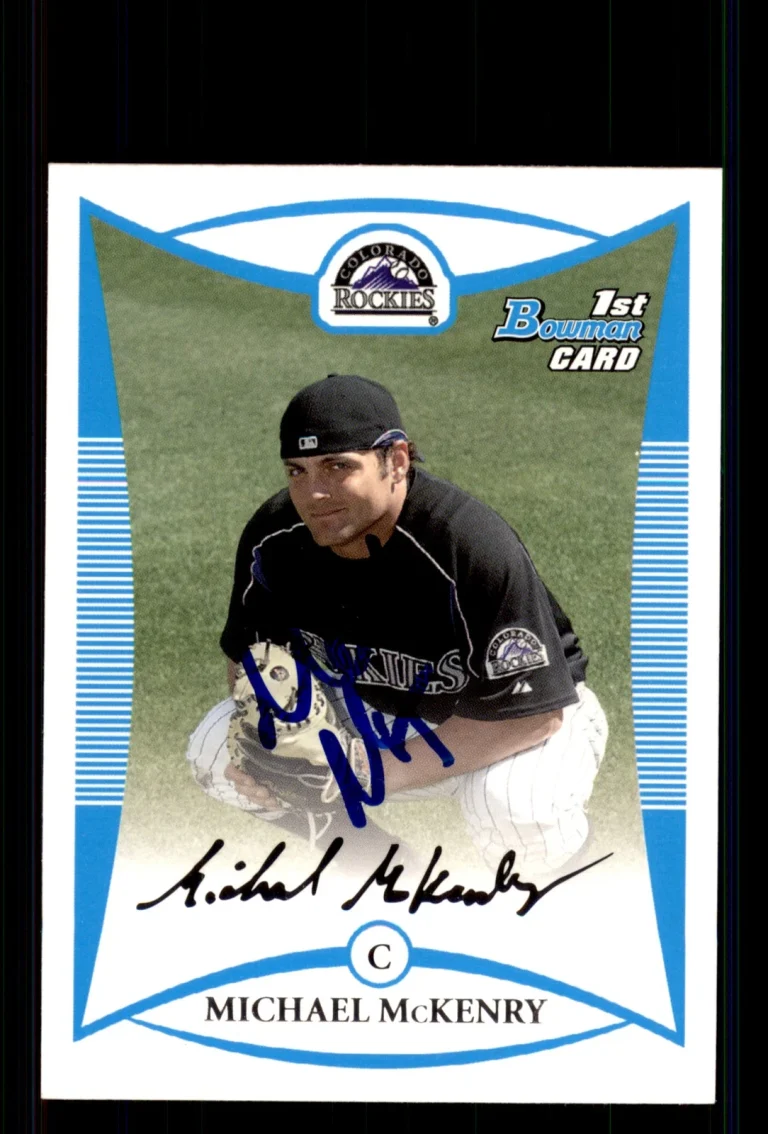 Signed Baseball Card Auto Michael McKenry 2008 Bowman #BP45 Colorado Rockies