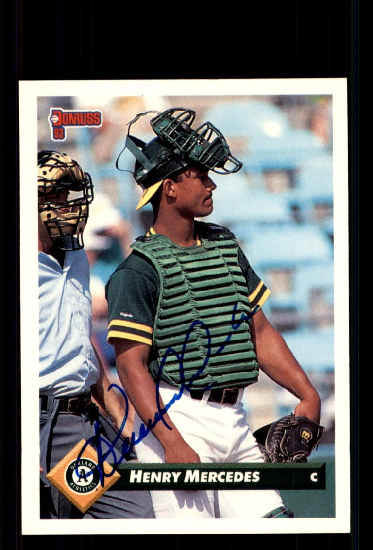 Signed Baseball Card Auto Henry Mercedes 1993 Donruss #551 Oakland Athletics