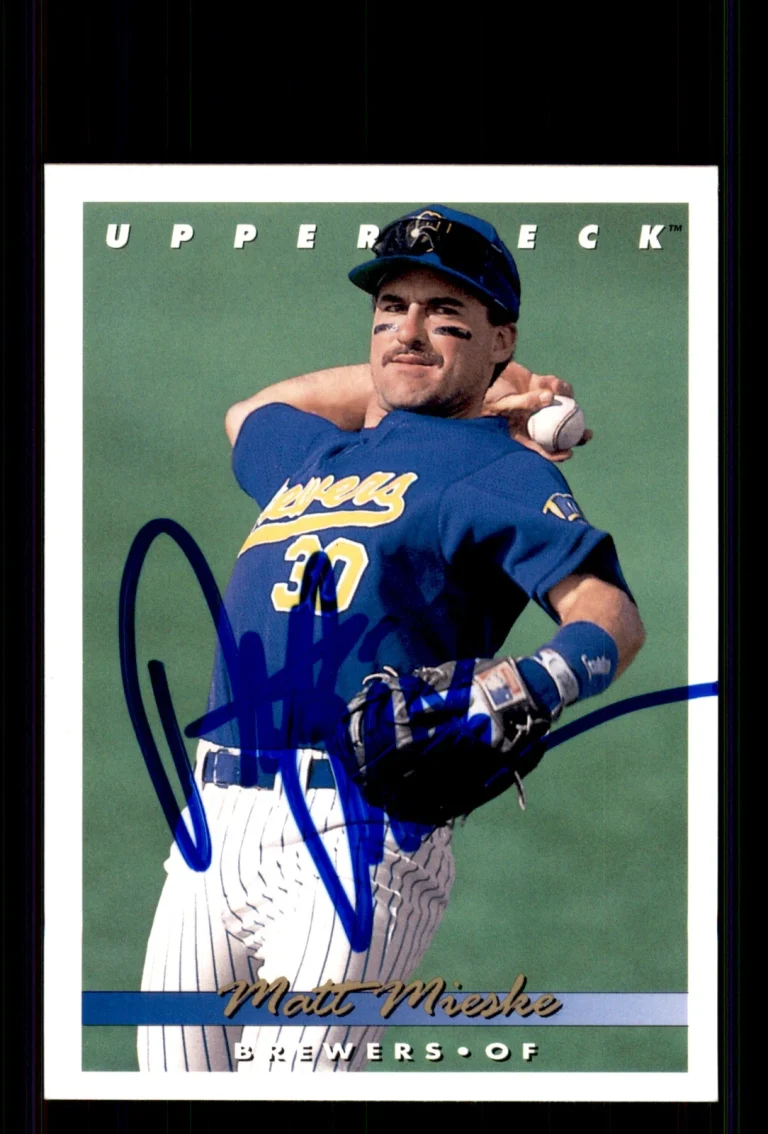 Signed Baseball Card Auto Matt Mieske 1993 Upper Deck #704 Milwaukee Brewers