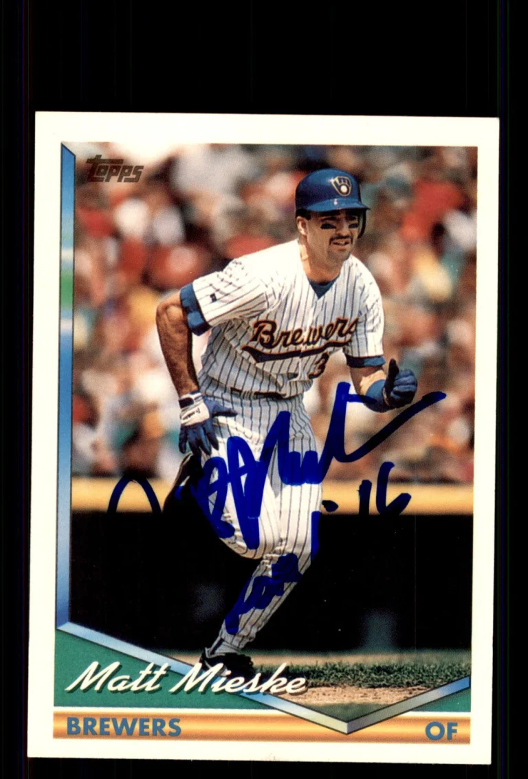 Signed Baseball Card Auto Matt Mieske 1994 Topps #339 Milwaukee Brewers