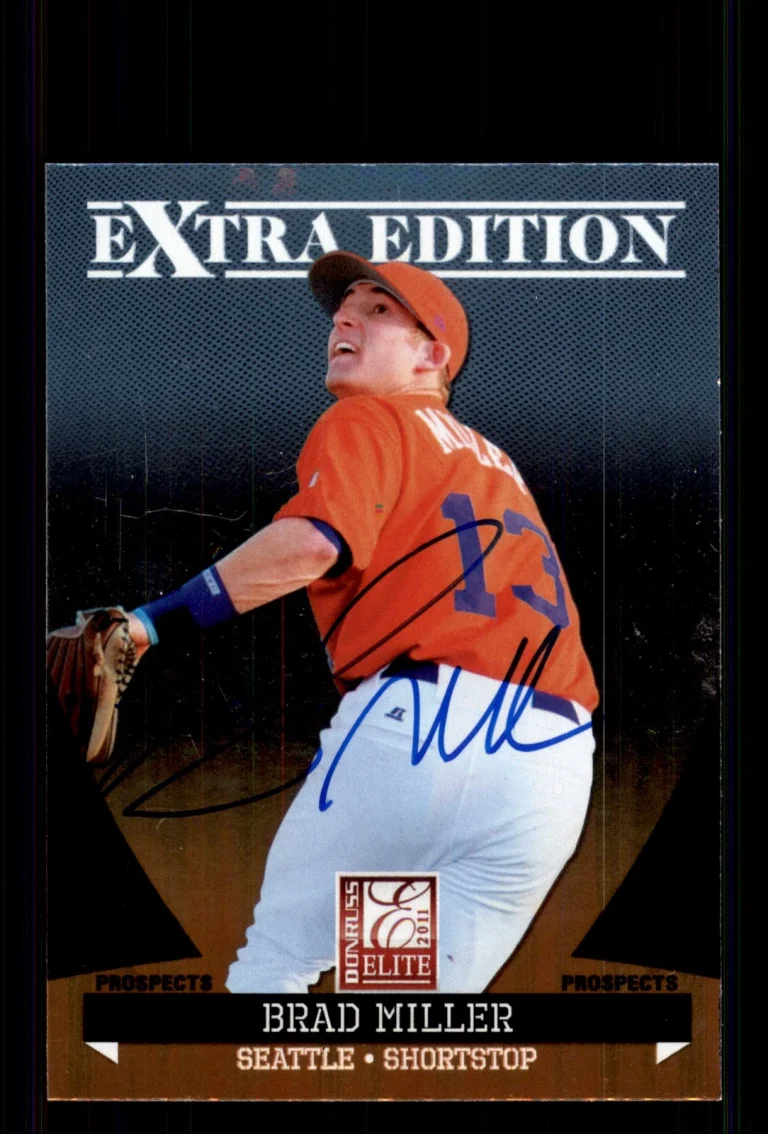Signed Baseball Card Auto Brad Miller 2011 Donruss Elite Extra Edition #15