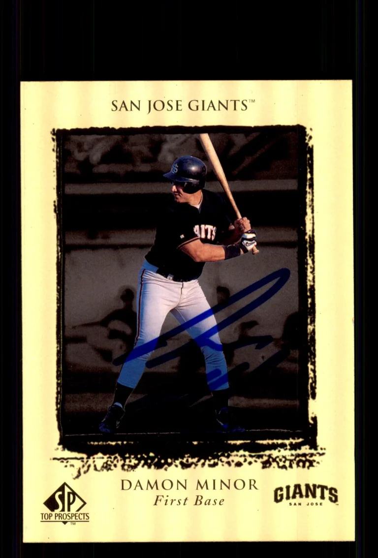 Signed Baseball Card Auto Damon Minor 1999 SP Top Prospects #88 San Jose Giants