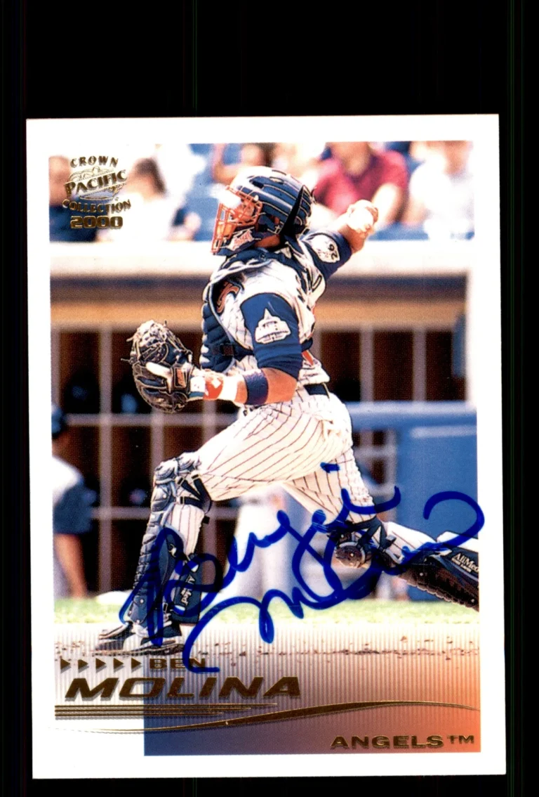 Signed Baseball Card Auto Bengie Molina 2000 Pacific Crown Collection #3 Angels