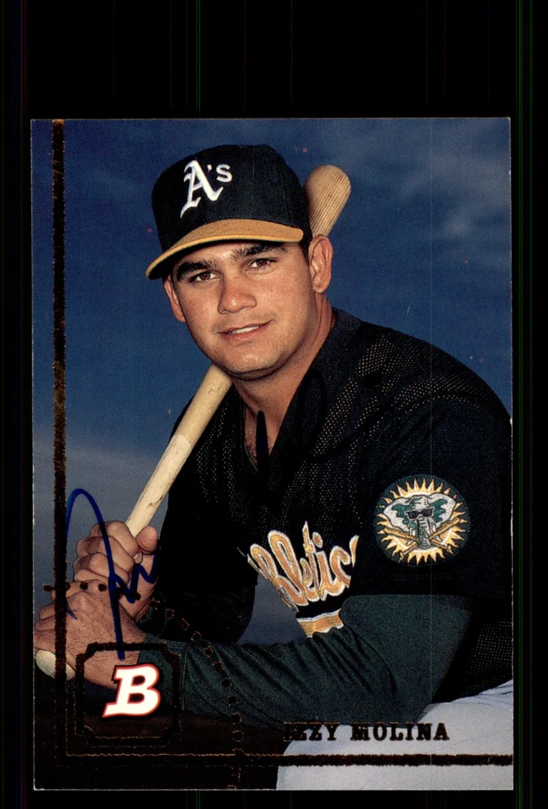 Signed Baseball Card Auto Izzy Molina 1994 Bowman #164 Oakland Athletics